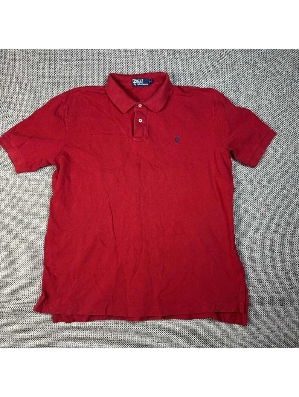 VINTAGE Polo Ralph Lauren Shirt Men 2-XLarge Red 100% Cotton Short Sleeve READ